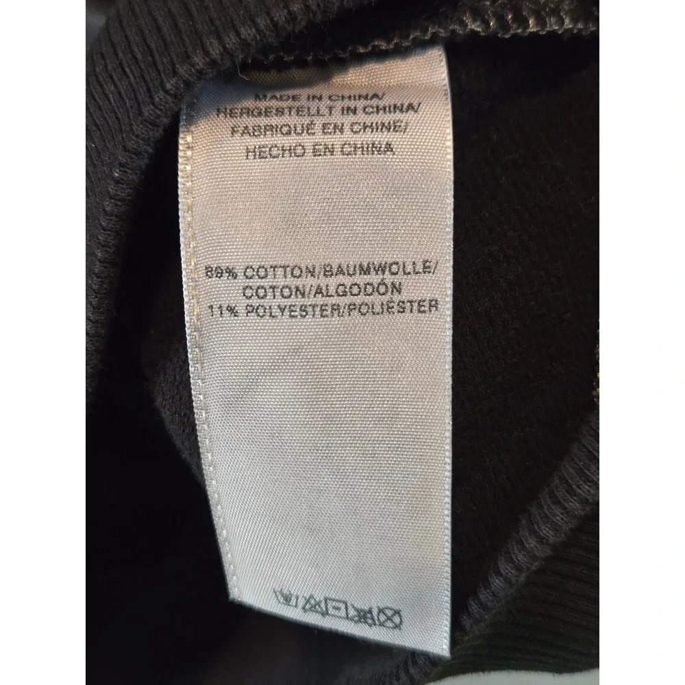 True Religion Hoodie Mens Large Black Coated Waxed Full Zip Horseshoe Logo Moto